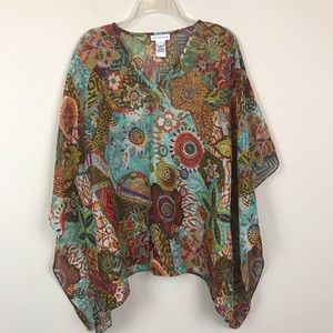 Susan Graver Women's Sheer Chiffon Blouse Shirt